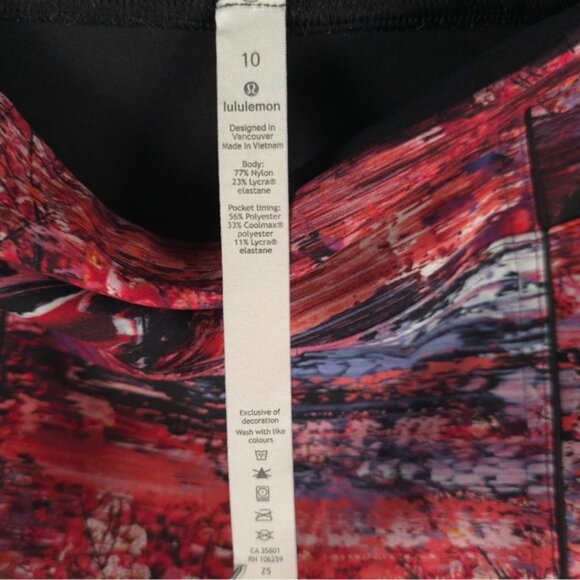 Lululemon Sweat & Repeat Black/Dahliascape Multicolored Leggings Size 10 - Picture 8 of 15